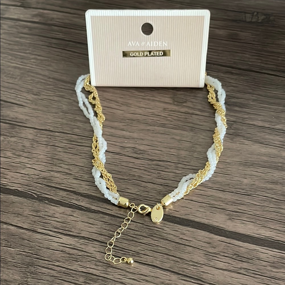 Gold Plated White And Gold Necklace